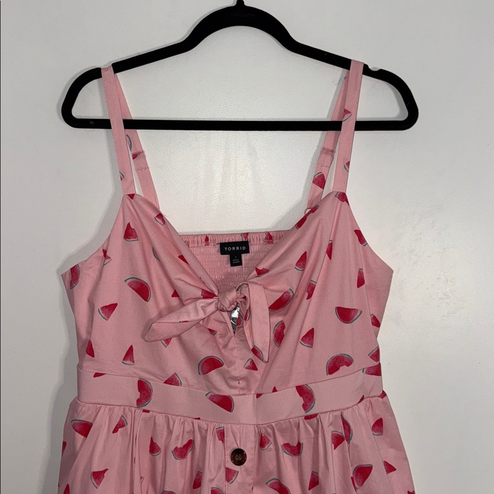 Torrid Retro Pink Watermelon Poplin Mini Skater Dress - Picture 7 of 7